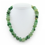 Бусы агат зеленый, галтовка, короткие 45см 