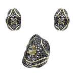 Комплект "Ивети" султанит покрытие под золото, размеры кольца: 17, 18, 19, 20