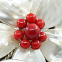 Колье перламутр белый коралл красный натуральный "Фиалки", колье 5 цветков, короткое 55см 