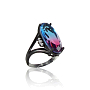 Комплект "Зеркала" фианит розово-голубой, размер кольца 17