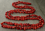 Коралл красный натуральный, "Зернышко", палочки 10х5мм, бусы 118см 