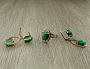 Комплект "Мила-18", малахит, покрытие под золото, размеры кольца: 17, 18, 19, 20