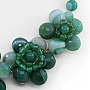 Ожерелье агат зеленый "Фиалки" 5, короткое 52см