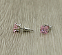 Серьги "Искра" фианит "розовый кварц" квадрат 6x6мм
