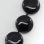 Бусы агат черный с фиолетовым, плоские круглые 15мм, короткие 45см