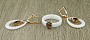 Комплект с султанитом "Калиса", керамика белая с застёжкой под золото, размер кольца 20