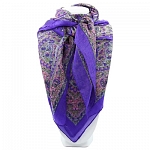 Платок шёлк с рисунком фиолетовый с серым