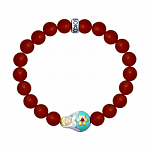 Браслет из серебра с агатом, эмалью, фианитом иск