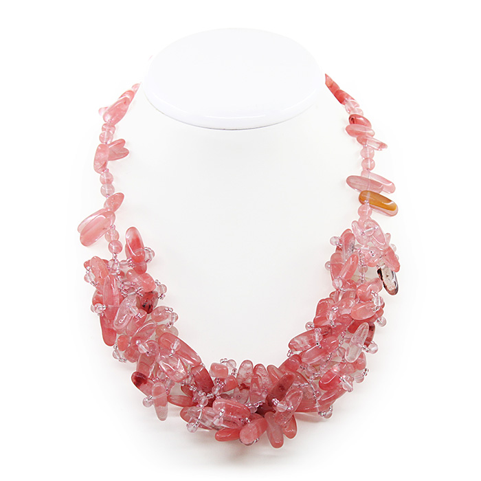 бусы из кварца. колье из кварца. колье из розового кварца. колье из розового кварца. бусы из кварца розового дезирисы сs 125.