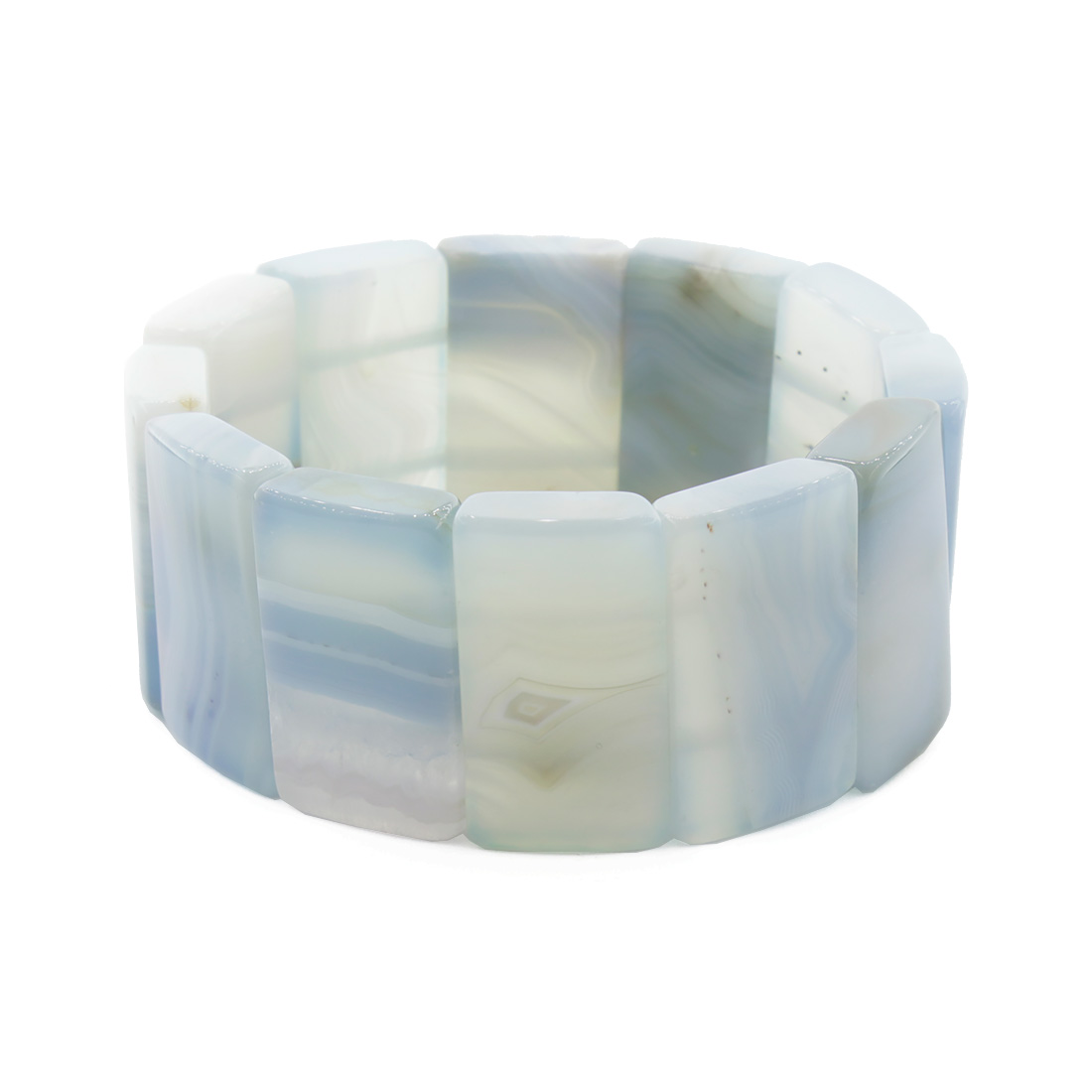 Браслет "Монарх" агат голубой, ширина 30мм