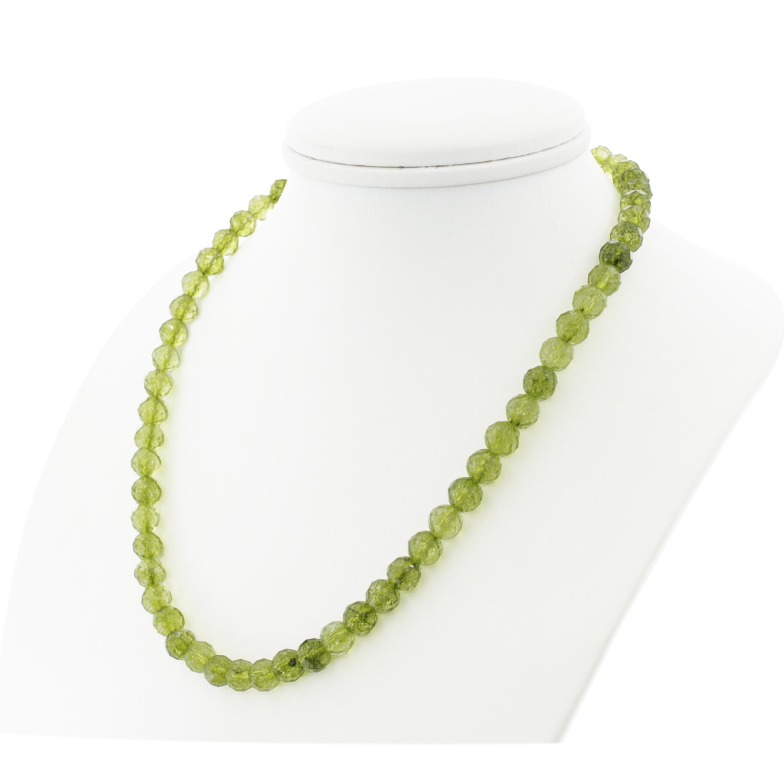 Хризолит, круглые граненые бусины 8мм, "Соблазн" бусы длиной 47...52см