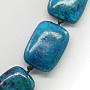 Хризоколла, плоские бусины 15х20мм, бусы длиной 49см