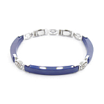 Браслет "Лили" из синей керамики покрытие светлый металл
