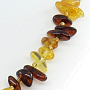 Бусы янтарь прозрачный, светлый и темный, галька с бисером, короткие 48см