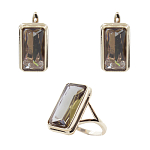 Комплект "Султан-76" султанит, покрытие под золото, размеры кольца: 17, 18, 19, 20