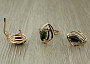 Комплект "Сэра-23", серафинит (Россия), покрытие под золото, размеры кольца: 17, 18, 19, 20