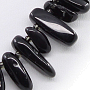 Обсидиан черный "Махито",  галька с бисером, бусы длиной 47см