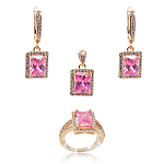Комплект "Валенсия-2" фианит "розовый кварц" 17