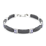 Браслет "Лилу" из черной керамики с Александритом покрытие светлый металл