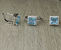Комплект "Фрея", фианит "голубой топаз", размер кольца 18