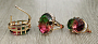 Комплект "Эльвира" фианит "турмалин" красно-зеленый покрытие под золото, размеры кольца: 17, 18, 19, 20