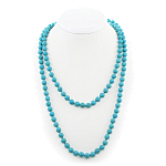 Бусы бирюза (имитация) голубая, круглые 8мм, длинные 120см