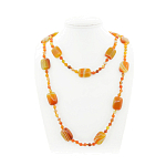 Агат оранжевый (Бразилия), плоские прямоугольные бусины 18x25мм, бусы "Гармония" длиной 140см