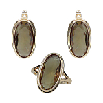 Комплект "Султан-65", султанит, покрытие под золото, размеры кольца: 18