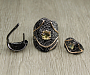 Комплект "Ивети" султанит покрытие под бронзу, размеры кольца: 17, 18, 19, 20