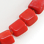 Бусы коралл оранжевый натуральный, бочонки 12х14мм, короткие 45см