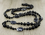 Агат черный (Бразилия), разноразмерные с плоскими овалами, бусы "Стихия" длина бус 128см