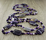 Агат фиолетовый (Бразилия), плоские прямоугольные бусины 18x25мм, бусы "Гармония" длиной 140см