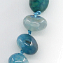 Бусы агат голубой, галтовка, короткие 45см 