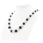 Бусы агат белый и черный (имитация) "Кармен",  разноразмерные 6..14мм, короткие 50см
