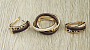 Комплект "Тиффа" керамика чёрная + родий + фианит, кольцо в кольце. Размер кольца: 20