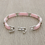 Браслет "Лилу" из розовой керамики с Султанитом покрытие светлый металл, длина 20см