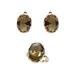 Комплект "Султан-16", султанит, покрытие под золото, размеры кольца: 20