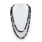 Бусы агат черный полосатый, круглые 8мм, длинные 120см