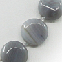 Бусы агат бразильский серый, плоские круглые 12мм, короткие 46см 