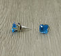 Серьги "Искра" фианит "голубой топаз" квадрат 7x7мм