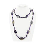 Агат фиолетовый (Бразилия), плоские прямоугольные бусины 18x25мм, бусы "Гармония" длиной 140см