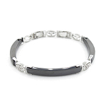 Браслет "Лили" из черной керамики покрытие светлый металл