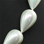 Комплект Бусы и браслет майорка белая, капли 16х25мм, короткие 45см
