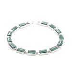 Браслет "Канти" из зеленой керамики покрытие родий