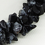 Комплект снежный обсидиан "Василиса", галька, бусы + браслет + серьги