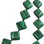 Бусы малахит (имитация), плоские ромбики 14мм, длинные 112см