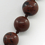 Бусы обсидиан коричневый, круглые 10мм, короткие 47см