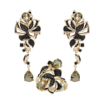 Комплект "Султан-27", султанит, покрытие под золото, размеры кольца: 19, 20