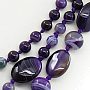 Колье агат фиолетовый "Ариэдна", три нити, среднее 57см