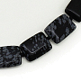 Бусы обсидиан снежный, плоские прямоугольные 13х18мм, короткие 50см